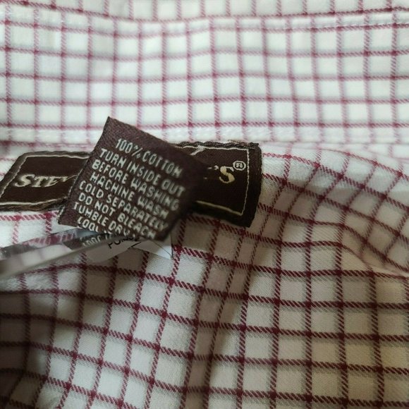 Steve & Barry's Mens Large Cream Red Check Long Sleeve Button Up Shirt - Picture 12 of 12